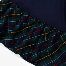 Ralph Lauren-فستان ميلانو جيرسي مع تنورة فلانيل تارتان لون كحلي | Childrensalon