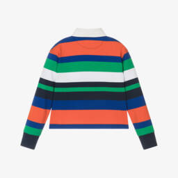 Ralph Lauren-Girls Blue & Orange Cotton Rubgy Shirt | Childrensalon