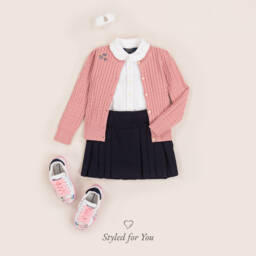 Ralph Lauren-Girls Blue Pleated Jersey Skort | Childrensalon