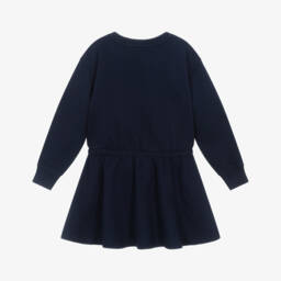 Ralph Lauren-Платье-свитшот синее с мишкой Поло и поясом на шнурке для девочек | Childrensalon