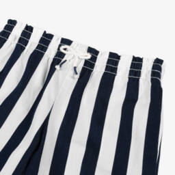 Ralph Lauren-Girls Blue & White Stripe Cotton Trousers | Childrensalon