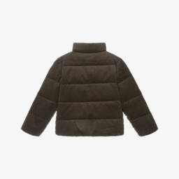 Ralph Lauren-Girls Brown Corduroy Down Puffer Jacket | Childrensalon