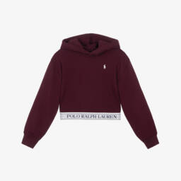 Girls Burgundy Hoodie with Logo Hem