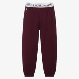 Girls Burgundy Joggers with Logo Waistband