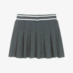 Ralph Lauren-Girls Grey Pleated Cotton Skort with Pony Logo | Childrensalon
