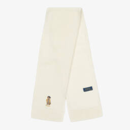 Ralph Lauren-Girls Ivory Bear Scarf | Childrensalon