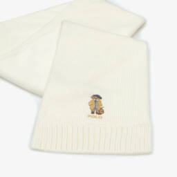 Ralph Lauren-Girls Ivory Bear Scarf | Childrensalon