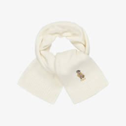 Ralph Lauren-Girls Ivory Bear Scarf | Childrensalon