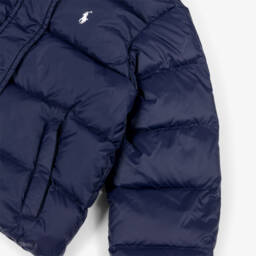 Ralph Lauren-Girls Navy Blue Down Padded Puffer Jacket | Childrensalon