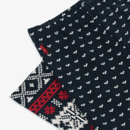 Ralph Lauren-Girls Navy Blue Fair Isle Print Leggings | Childrensalon