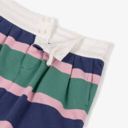 Ralph Lauren-Girls Navy Blue & Green Stripe Cotton Jersey Skirt | Childrensalon