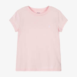 Ralph Lauren-Girls Pink Cotton T-Shirt | Childrensalon