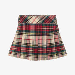 Ralph Lauren-Girls Red Tartan Cotton Skirt | Childrensalon