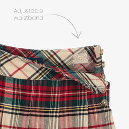 Ralph Lauren-Girls Red Tartan Cotton Skirt | Childrensalon