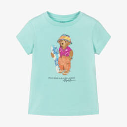 Girls Turquoise Blue Polo Bear T-Shirt