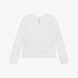 Ralph Lauren-Блузка белая хлопковая с воротником с оборками для девочек | Childrensalon