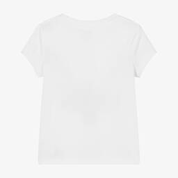 Ralph Lauren-تيشيرت قطن مطرز لون أبيض للبنات | Childrensalon