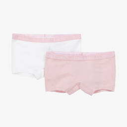 Girls White & Pink Cotton Pants (2 Pack)