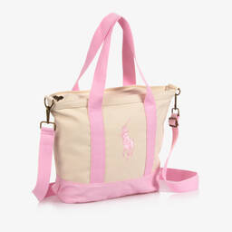 Ralph Lauren-Ivory & Pink Canvas Tote Bag (40cm) | Childrensalon