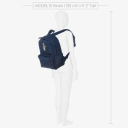 Ralph Lauren-Mini Navy Blue Canvas Polo Bear Backpack (34cm) | Childrensalon