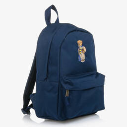 Ralph Lauren-Mini Navy Blue Canvas Polo Bear Backpack (34cm) | Childrensalon