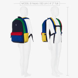 Ralph Lauren-Navy Blue Colorblock Canvas Backpack (45cm) | Childrensalon
