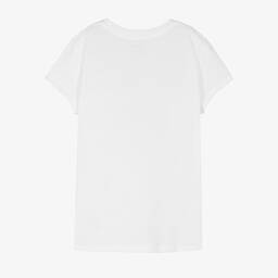 Ralph Lauren-Teen Girls White Embroidered Cotton T-Shirt | Childrensalon