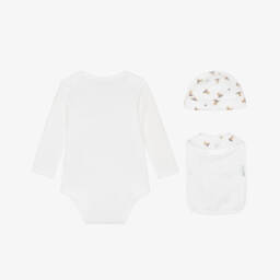 Ralph Lauren-Комплект с боди белый хлопковый с мишкой Поло | Childrensalon