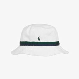 Ralph Lauren-White Cotton Wimbledon Bucket Hat | Childrensalon