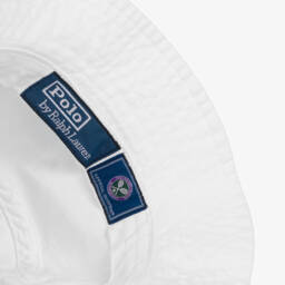 Ralph Lauren-White Cotton Wimbledon Bucket Hat | Childrensalon