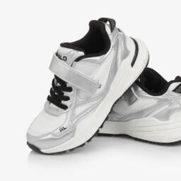 Ralph Lauren-White & Silver Trackster Trainers | Childrensalon