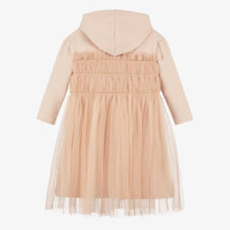 RaspberryPlum-Платье кремовое с капюшоном из хлопкового джерси и тюля | Childrensalon