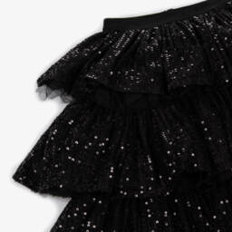 RaspberryPlum-Girls Black Mesh & Sequin Tiered Skirt | Childrensalon