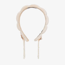 RaspberryPlum-طوق للشعر قطيفة لون عاجي للبنات | Childrensalon