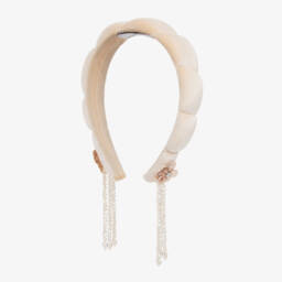 RaspberryPlum-طوق للشعر قطيفة لون عاجي للبنات | Childrensalon