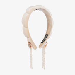 RaspberryPlum-طوق للشعر قطيفة لون عاجي للبنات | Childrensalon