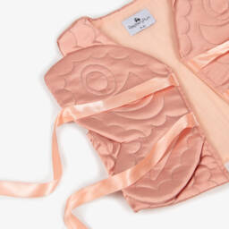 RaspberryPlum-Girls Peach Pink Quilted Satin Butterfly Waistcoat | Childrensalon