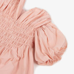 RaspberryPlum-Платье розовое из тафты с бантами и пышными рукавами | Childrensalon