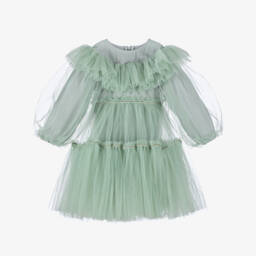 RaspberryPlum-Платье зеленое из тюля для девочек | Childrensalon