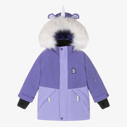 جاكيت تزلج بتصميم يونيكورن لون بنفسجي للبنات