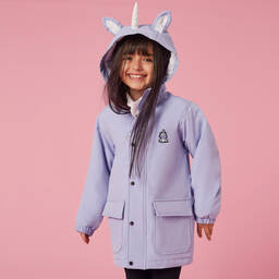 Roarsome-معطف هودي واقي من المطر لون بنفسجي للبنات | Childrensalon