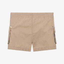 Roberto Cavalli-Boys Beige Cotton Shorts With Tiger Print Pockets | Childrensalon