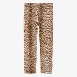 Roberto Cavalli-Girls Brown Cotton Leopard Print Leggings | Childrensalon