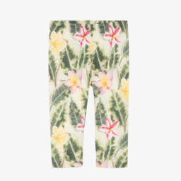 Roberto Cavalli-Girls Green Cotton Floral Print Leggings | Childrensalon