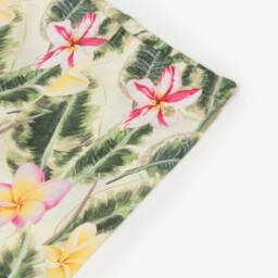 Roberto Cavalli-Girls Green Cotton Floral Print Leggings | Childrensalon