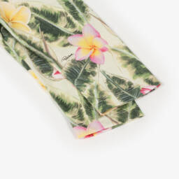 Roberto Cavalli-Girls Green Cotton Floral Print Leggings | Childrensalon