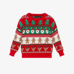 Rock Your Baby-Boys Red Cotton Knit Festive Fair Isle Sweater | Childrensalon