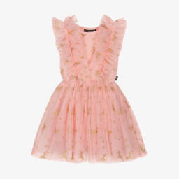 Rock Your Baby-Girls Pink & Glittery Gold Unicorn Tulle Dress | Childrensalon