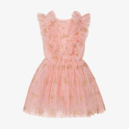 Rock Your Baby-Girls Pink & Glittery Gold Unicorn Tulle Dress | Childrensalon