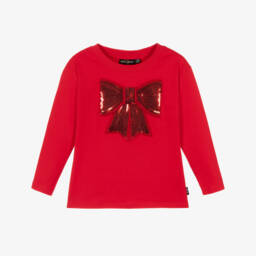 Tutto Piccolo-Girls White & Red Tartan Tiered Skirt Set | Childrensalon